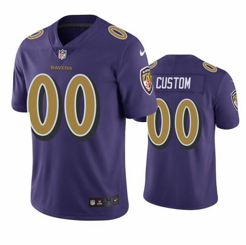 Men's Purple Baltimore Ravens ACTIVE PLAYER Custom Color Rush Limited Stitched Jersey